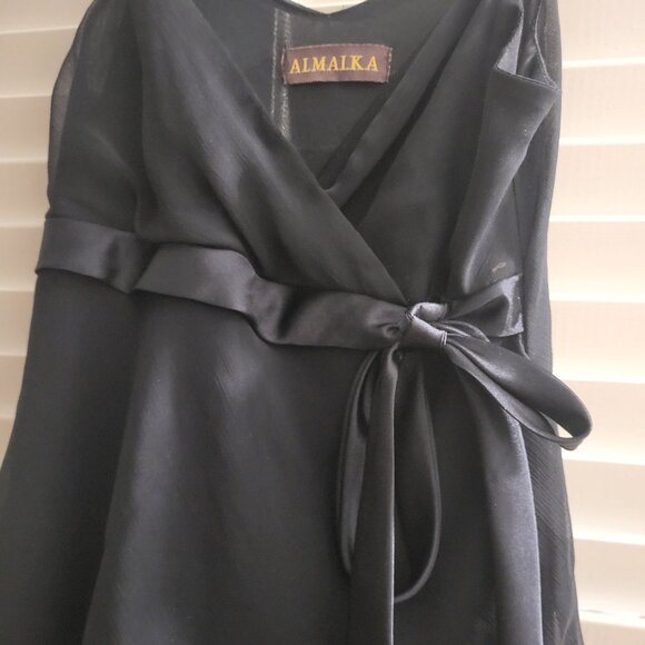 Black Bow Layered Mini Dress XS - Picture 2 of 4